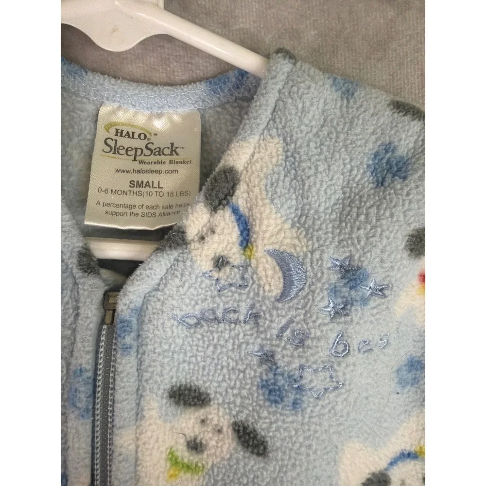HALO SleepSack Wearable Blanket Baby Small Blue Puppy Dog Fleece Fleece Zip Up